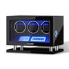 DUKWIN Automatic Watch Winder, 3-Watch Capacity, Fingerprint Recognition, LCD Touch Panel, Automatic Watch Case, Adjustable Watch Pillow, Quiet Motor,