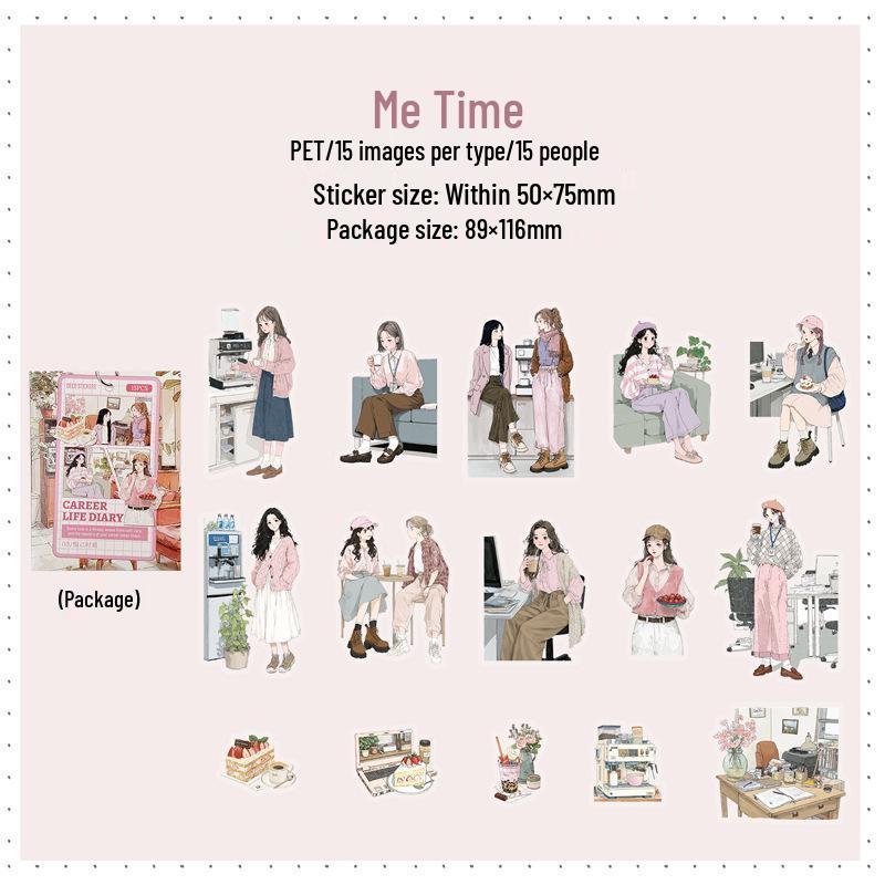 

Yi Niao Workplace Life Sticker Pack: 6 Casual Character Designs for Decoration.
