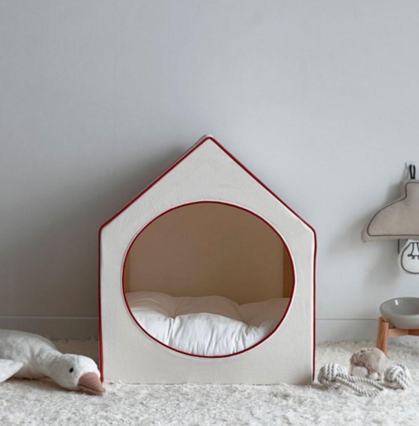 Korean Style House Shaped Pet Bed, Detachable Washable Closed Dog Cat Tent House for Small Medium Pets