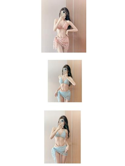 Sleek Sexy Korean Split Chain Bikini Set - Hot & Slimming 3-Piece Swimsuit for Women