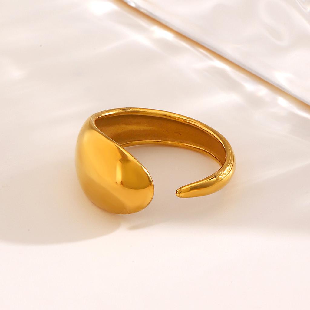 Yori High Quality Stainless Steel Metal Water Drop Ring 18K Gold PVD Plated Personalized Popular Jewelry New