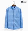 Romon Men's High-End Blue & White Cotton Oxford Long Sleeve Button-Down Shirt