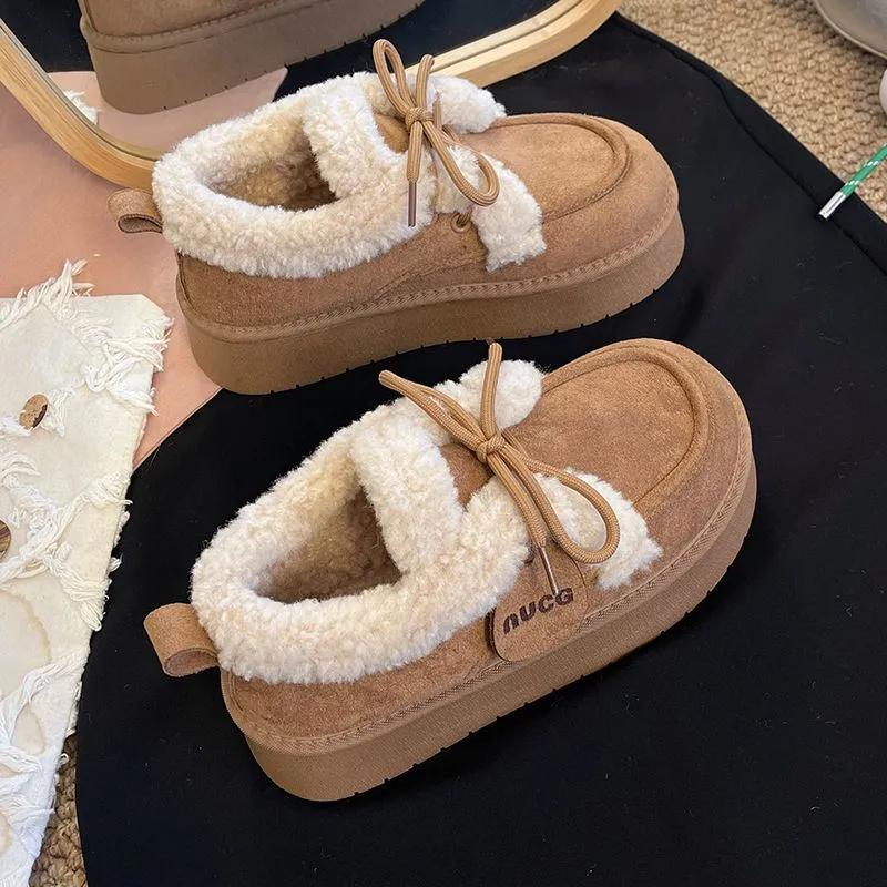 Suede Women Fur Snow Boots Winter Warm Loafers Shoes Designer Short Plush Cotton Boots Platform Fashion Comfort 39EUCN40 3400₽
