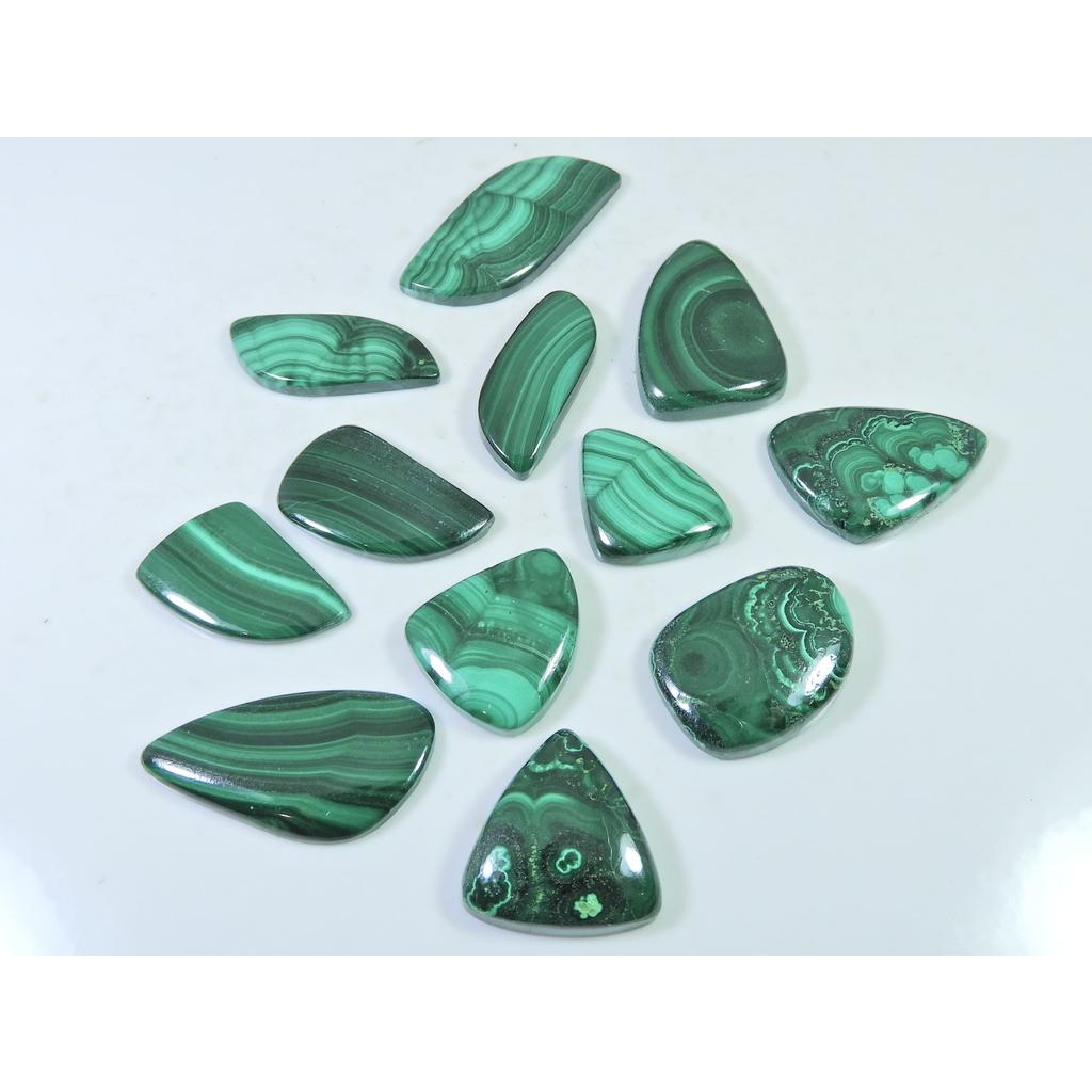 12Pcs Natural Green Malachite Fancy Cabochon Loose Gemstone 275Cts. Lot C-467