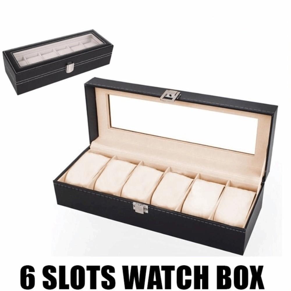 Glass Window Watch Display Box PU Leather Jewelry Display Box Watch Case Organizer  Display Case