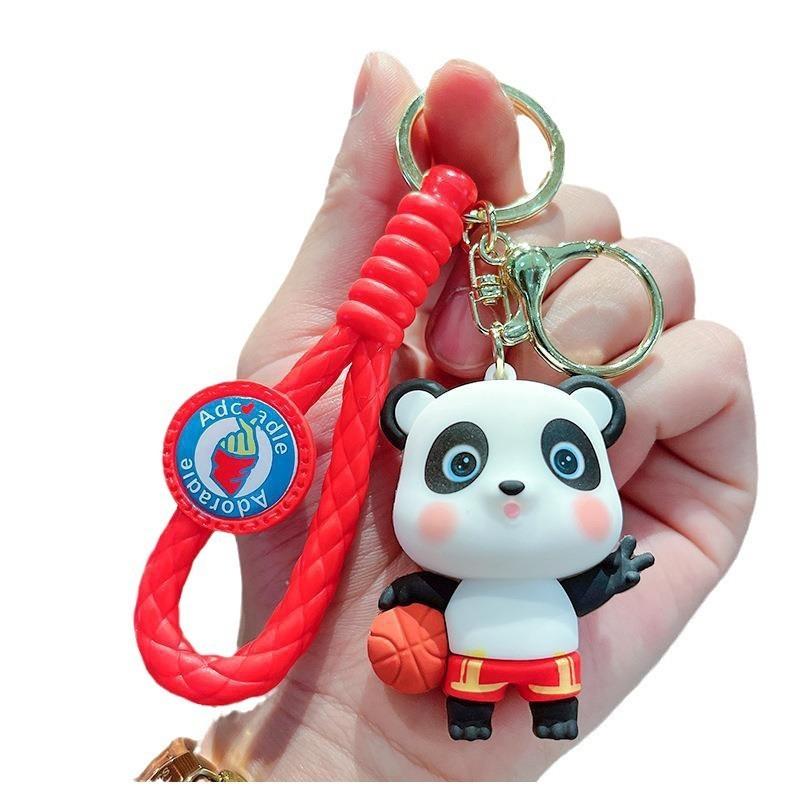 Cute Creative Panda Keychain Silicone Sport Panda Key Ring For Car And Bags