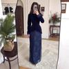  cross-border European and American autumn new retro temperament suede pullover top waist one-step skirt women's clothing