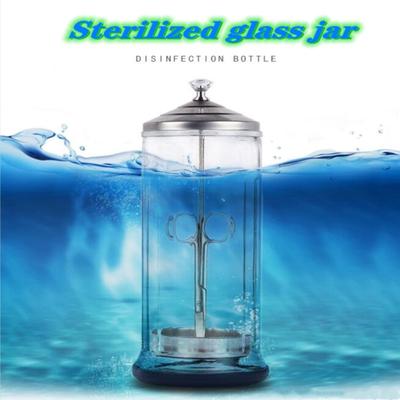Professional Salon Barber Disinfection Jar Sterilization Container Sanitizer Glass Manicure