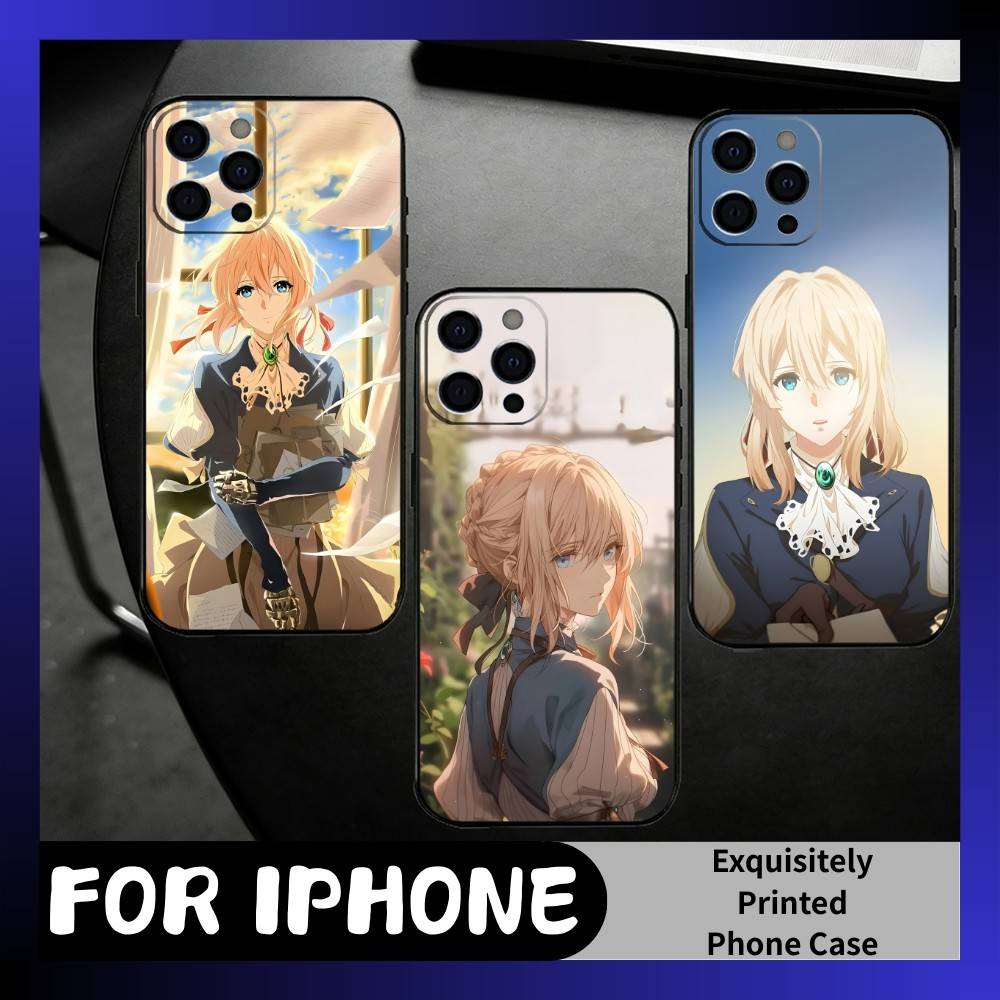 V-Violet Love Anime V-E Phone Case For iPhone17,16,15,14,13,12 Plus,Max Soft Silicone Black Cover