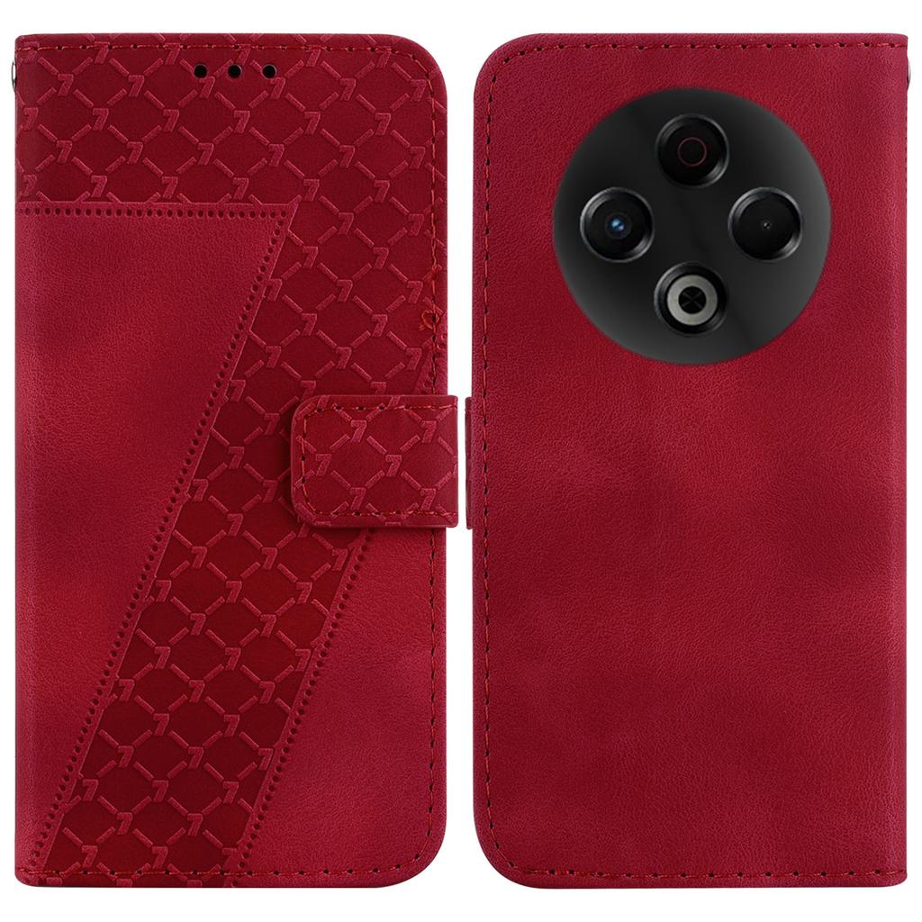 For TECNO Spark 30 4G Stand Case 7-Shaped Pattern Imprint Leather Phone Cover with Strap