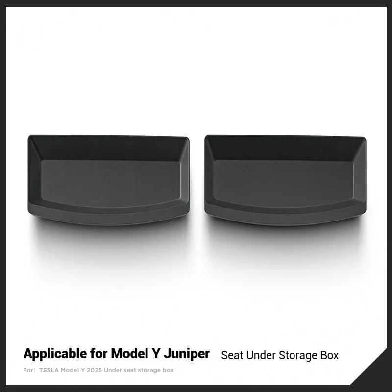 For Tesla Model Y Accessories    2024 2025, TPE Front Seat Storage Box Organizer with Trash Can Function