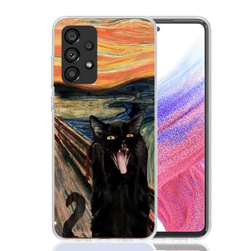 Black Cat Cartoon Cute Phone Case For Samsung Galaxy A13 A14 A15 A16 A53 A54 A55 A56 A33 A34 A35 A36 A23 A24 A25 A26 A05S A04S A