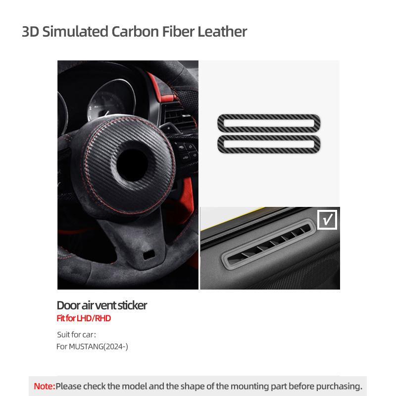 Betterhumz For Ford Mustang GT 2024- Make of Alcantara Air Condition Outlet Vent Trim Stickers Tuning Car Interior Accessories Carbon Leather