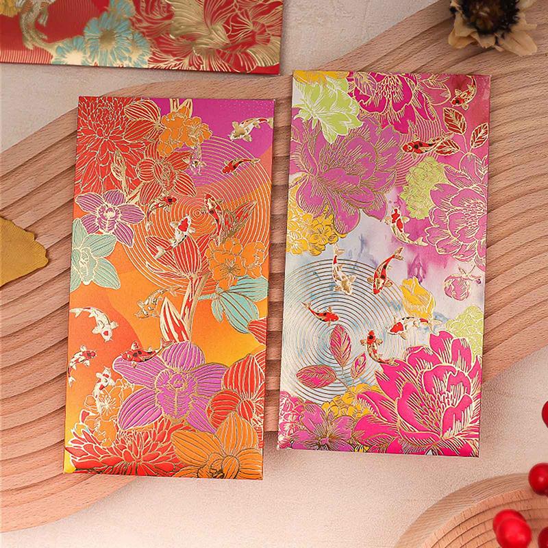 6pcs New Red Envelope Universal Koi High-end Envelope Wallet Spring Festival Wedding Lucky Blessing Red Envelope