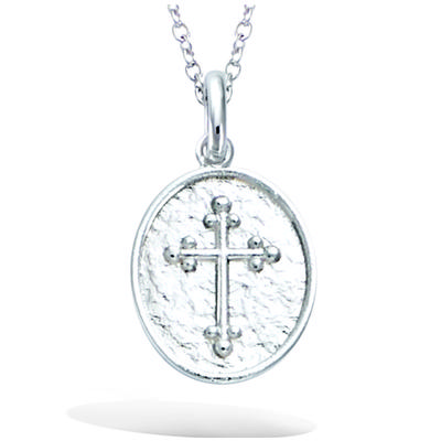[R1665] - Silver 'Cross' Pendant (rhodium) - 14x13mm