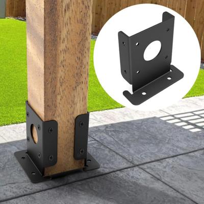 2 Stück Stabile Stützholz Zaun Pergola Halterungen Einfache Montage 3,5x3,5 Zoll Pfosten Pfostenfuß Halterungen Langlebig Schwarz