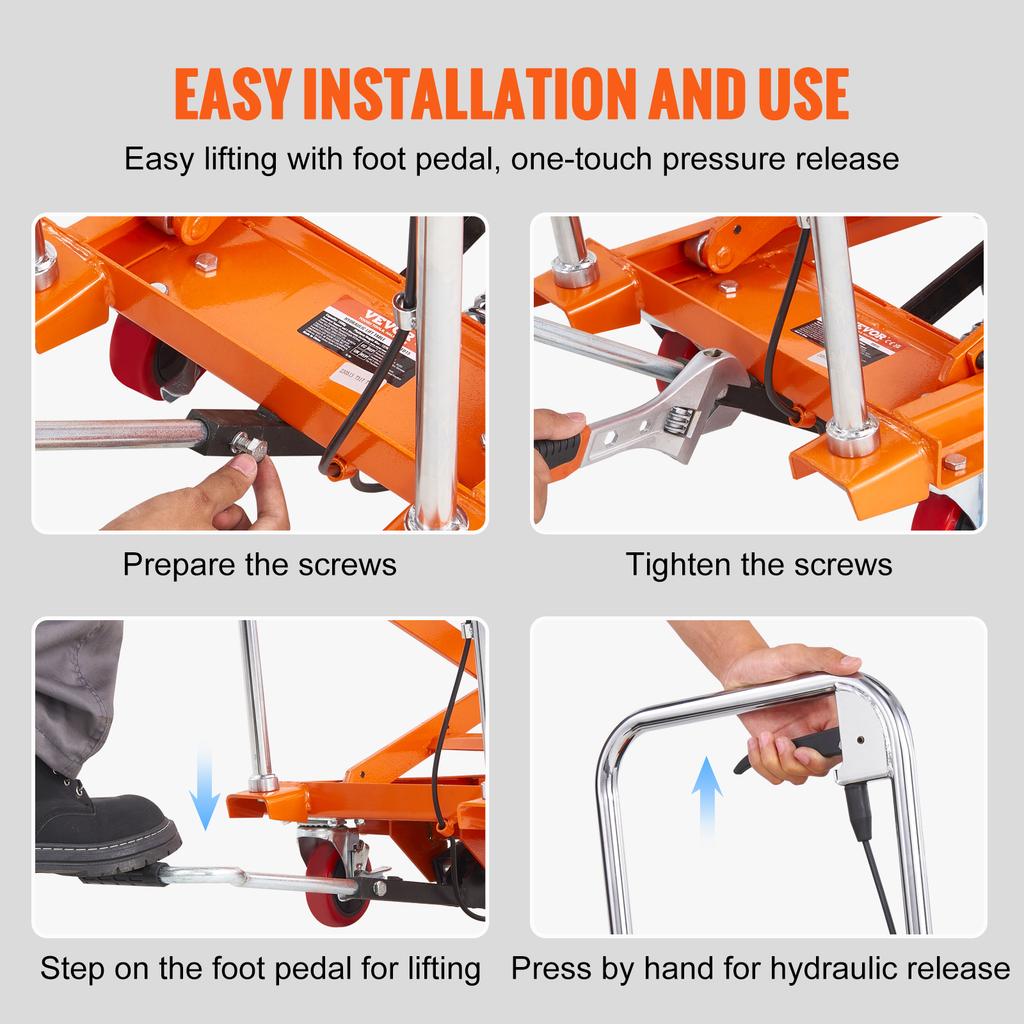 SucceBuy 330/770/1760Lbs Lifting Platform Hydraulic Car Lift Table Cart Heavy Duty Double Shear Wheelbarrow for Repair Motorcycl