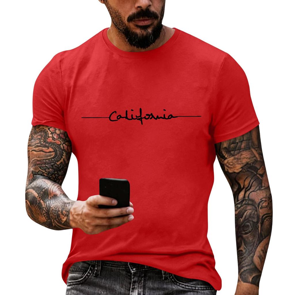 Men's Printed Graphic T-Shirt, Casual Loose Fit Short Sleeve Tee Top