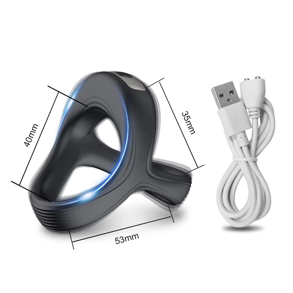 Male lock essence triangular ring USB charging vibration massage lock essence ring male masturbator sex products18+