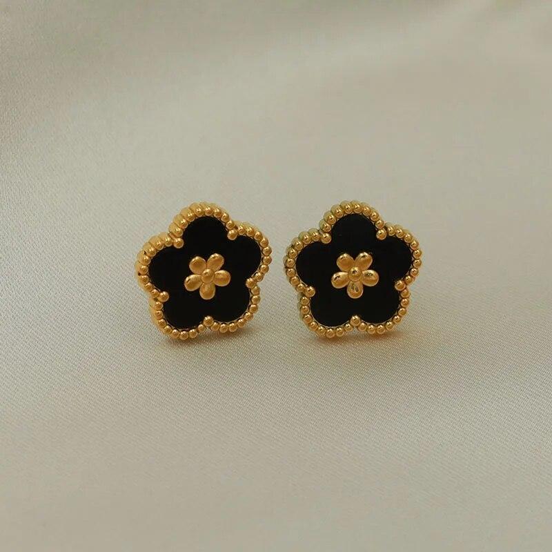 Classic Stainless Steel Multicolor Flower Charm Bracelets for Women Fashion Brand Jewelry Metal Bracelets