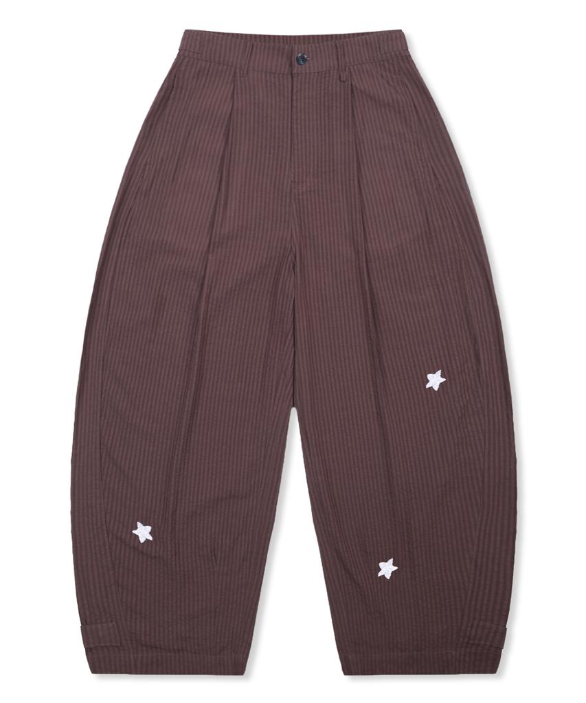 GLACK Gzp005 Cosmic Flower Seersucker Pants (Brown)