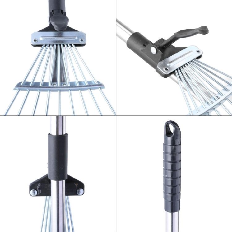 Telescopic Metal Rake Adjustable Garden Leaf Rake Camp Rake Expandable Metal