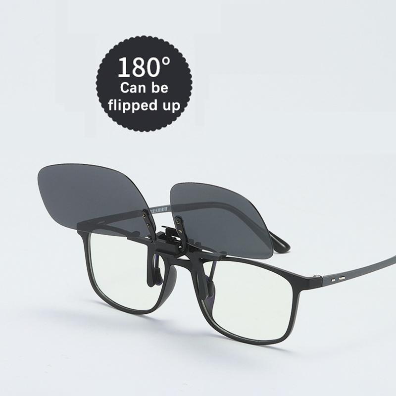 Polarized Vintage Clip On Women Men Drivers Rimless Flip Up Glasses Night Vision Yellow Lens Sunglasses Driving Glasses