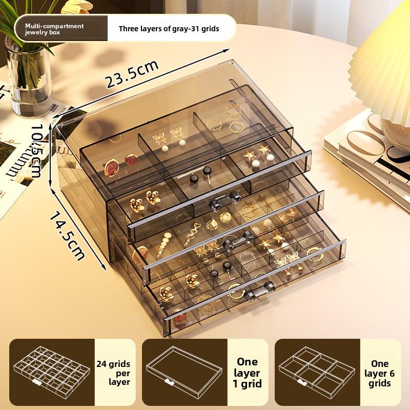 

Коробка для хранения ювелирных изделий большой вместимости, для серег, ожерелий, колец, шкатулка для ювелирных изделий, высококачественная, изысканная, с бисерной отделкой