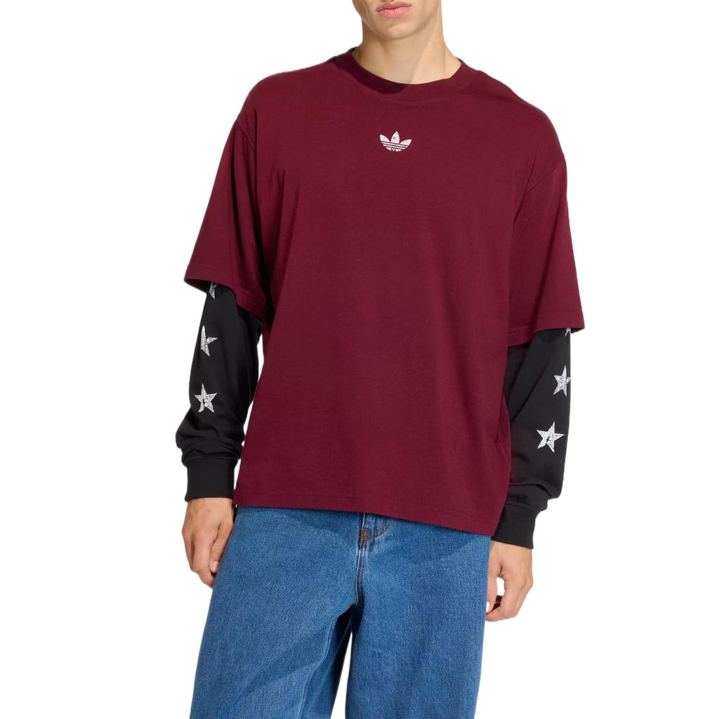 Adidas Originals Dept. Graphic Double Crew Neck Long Sleeve Loose T-Shirt Men Tops KF1869