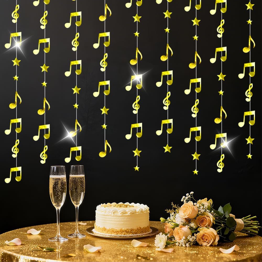 92FT Gold Moon Star Garland, Sparkly Crescent Moon & Star Hanging Decor for Ramadan Eid Mubarak, Birthday Party Supplies, Wedding Baby Shower