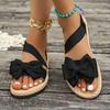 Fashion Women's Leopard Print Bow Sandals Summer Fashion Thick Soled Outdoor Beach Slippers Trend Flat Casual Shoes Lightweight
