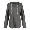 Women's Fashion Long Sleeve Lightweight Hooded Color Drawstring Top