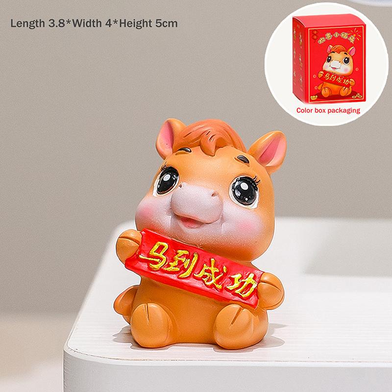 Очаровательная статуэтка Лошади Удачи Мультяшные фигурки пони из смолы Талисманы на Новый год Декор для стола в доме и офисе Идеальные подарки