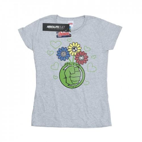 

Marvel Womens/Ladies Hulk Flower Fist Cotton T-Shirt XXL білий