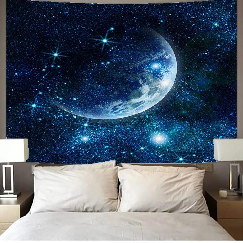 

Загадочная Вселенная Космос Звездное небо галактика Искусство Гобелен Настенный Психоделический Гобелен для Украшения Спальни Гостиной 90x75cm