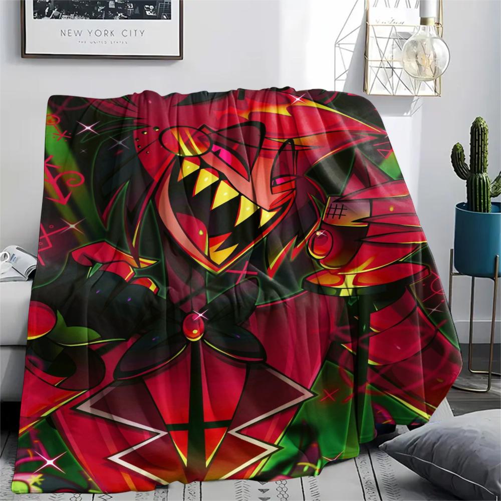 1Pc Alastor Anime Print Flannel Blanket, High quality Comfortable for All Seasons, Home Decor, Warmth and Comfort, Perfect for Christmas Gifts 55