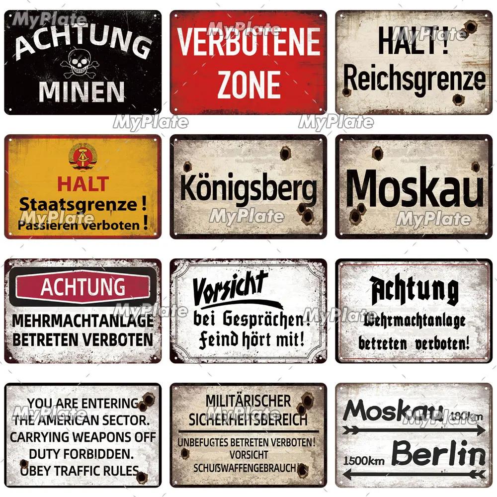 [MaPalte] Vintage German Achtung Sign Metal Sign Tin Sign Decoration Plaque Home Wall Door Decor Bar Sign Home Plate Poster