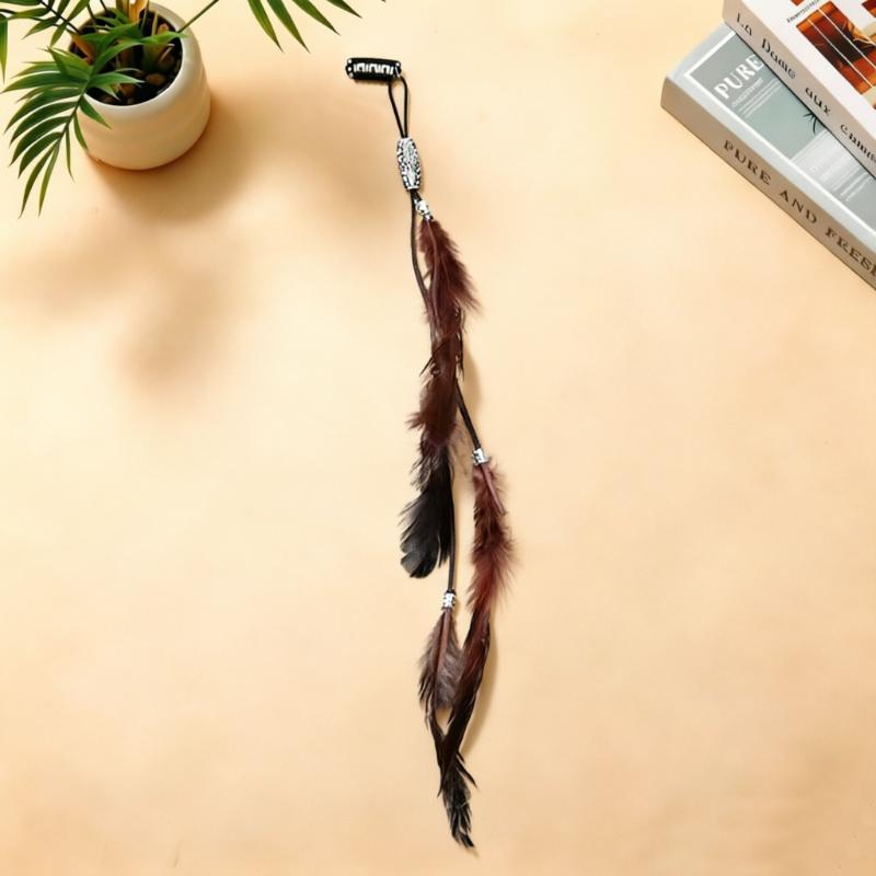 1/3Pcs Hair Accessories Vintage Bohemian Tassel Hair Clips With Faux Feather Design For Parties Balls And Beach-Style Outfits