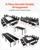 Conference Table, Set of 6, 1400 Mm Office Meeting Table for 16 Person, Flexible Combination Desk Set, Modern Rectangle Meeting Desk with Metal Legs