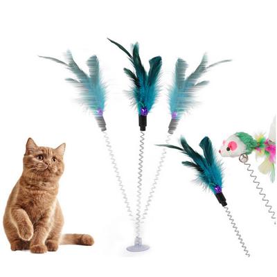 Feather  Cat Toys Feather Funny Cat Shape False Products Bottom Sucker Elastic