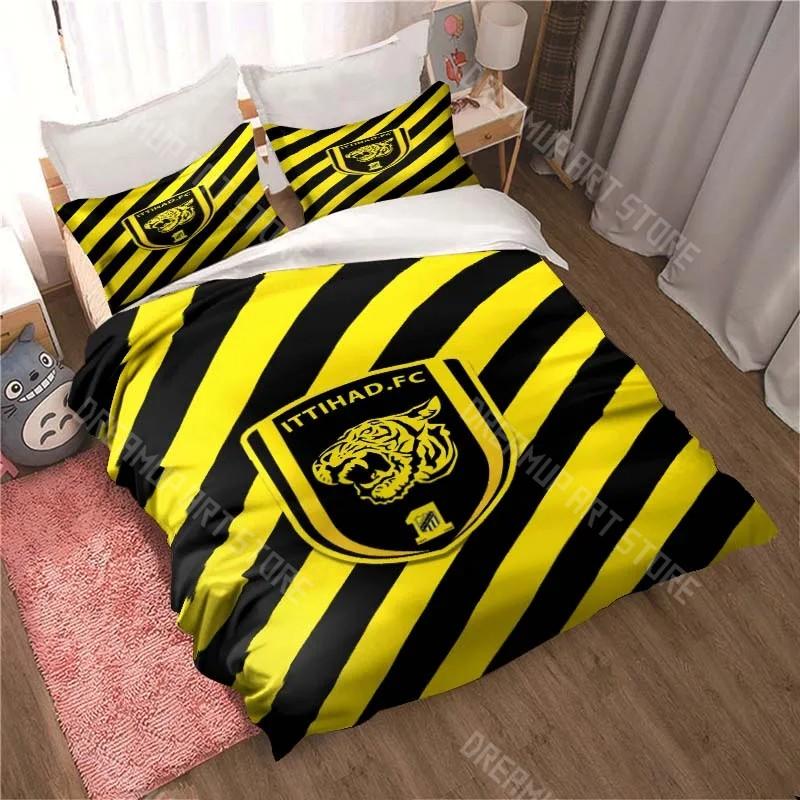 3D Print Al-Ittihad Club Jeddah Football Saudi Arabia Bedding Set Cute Duvet Cover Bed Cover with Pillowcase