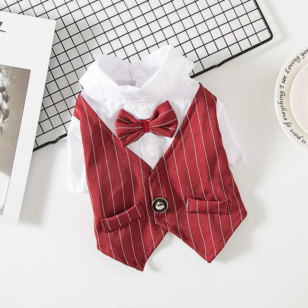 Ropa para mascotas Camisa para perro Esmoquin para perro Camisa con pajarita para perro niño Fiesta de boda Bulldog Pug Disfraz de cachorro Mascota Teddy Trajes finos de verano