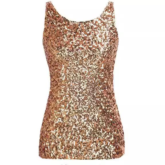 Women's Shine Sequins Decorative Vest Waist Type