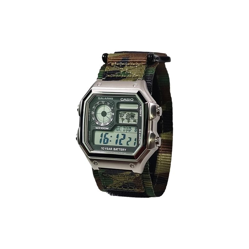 CASIO Customized watch modified series stainless steel case AE-1200WHD-1A modified-Xingsu Moyu series Quartz nylon stra MiCaiSeBiaoDai