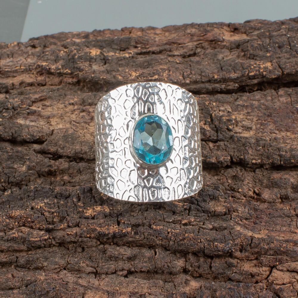 

Камень Небесно-голубой Топаз Серебро 925 пробы Ювелирное изделие ручной работы Кольцо Подарок для нее RR-17-6 7