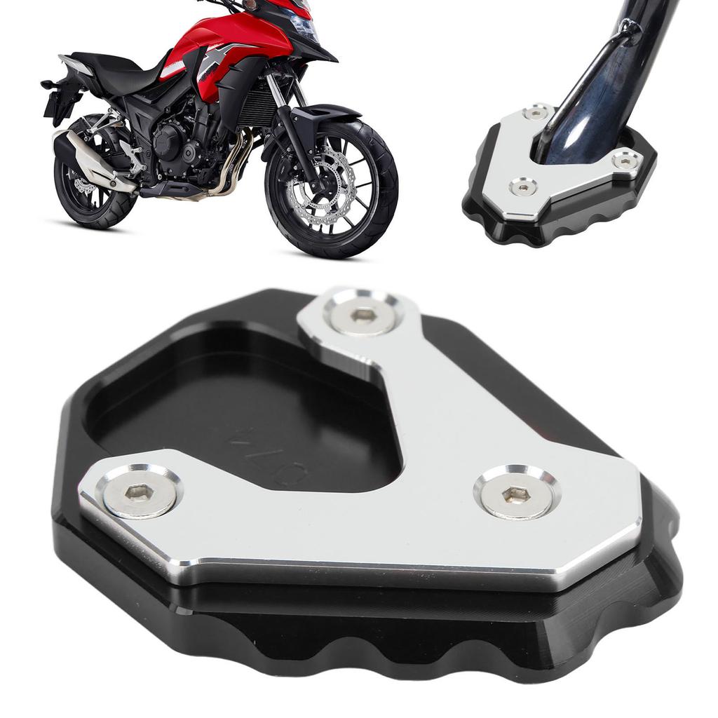 Motorcycle Kickstand Enlarger Aluminium Alloy Side Stand Extension Plate Pad Replacement for CB500X 2019+(Black )