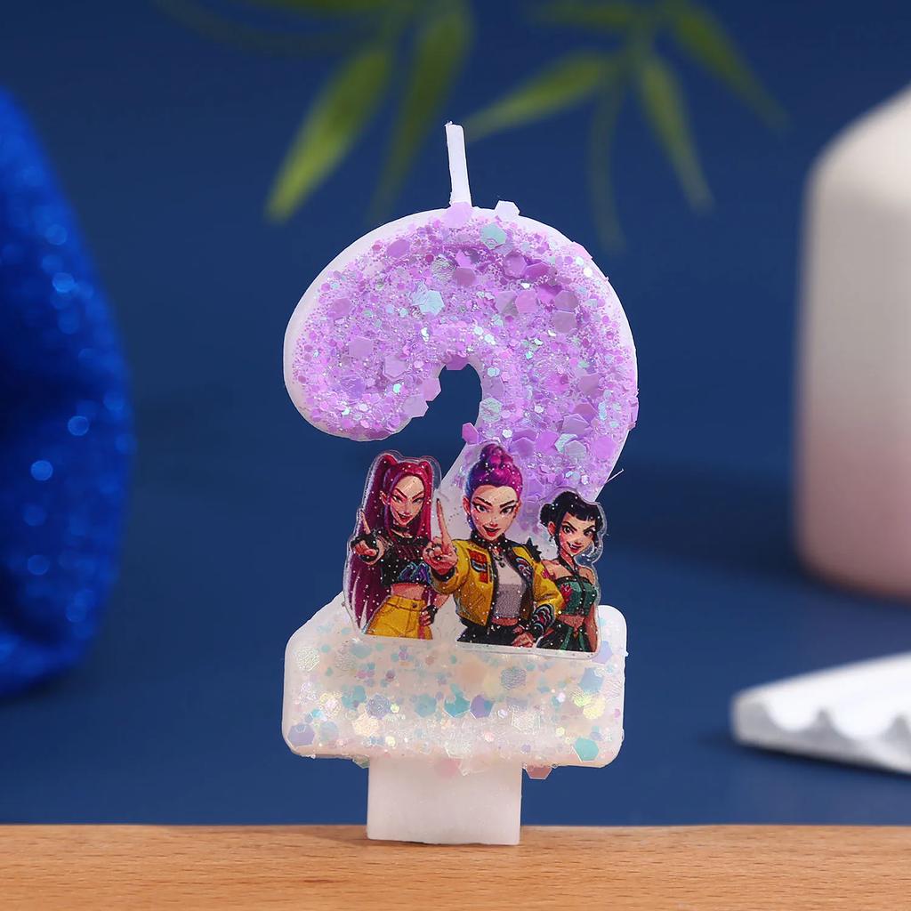 K-Pop Singing Girl 3D Number Birthday Candles Themed Digital Cake Topper Decoration Cake Decor For Kids Party Supplies