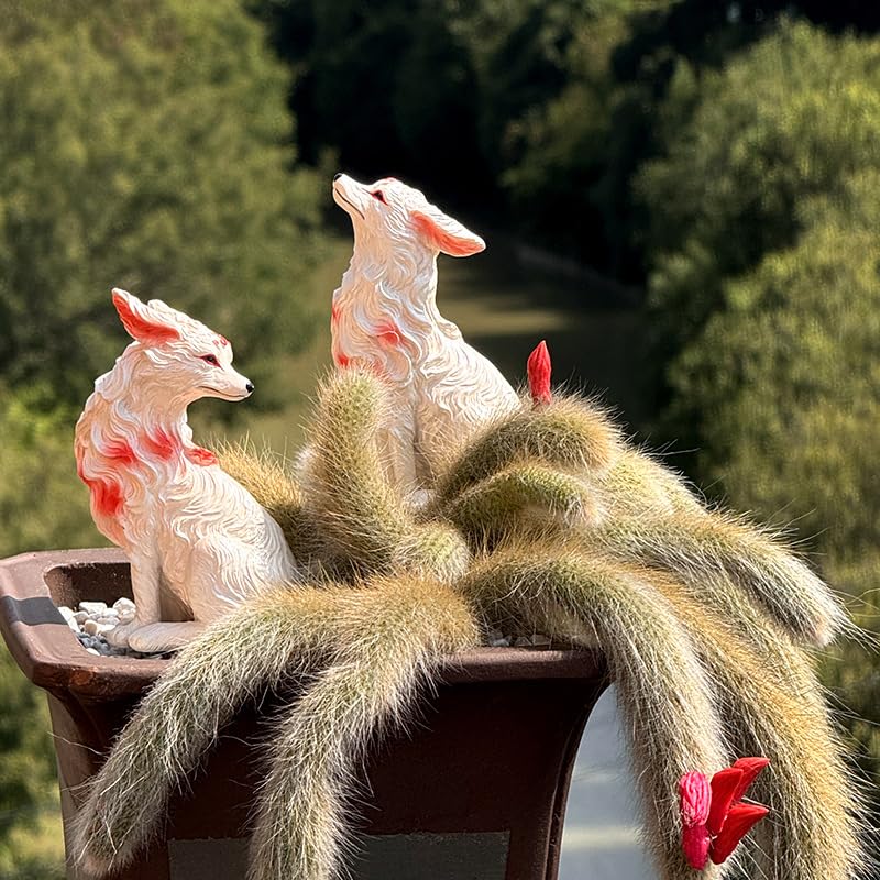 MAXYA Nine-Tailed Fox Figurine, Resin, Waterproof, Animal Ornament, Tamamo-no-Mae, Princess Nine-Tailed Fox, Auspicious Item, Entryway, Buddhist Altar