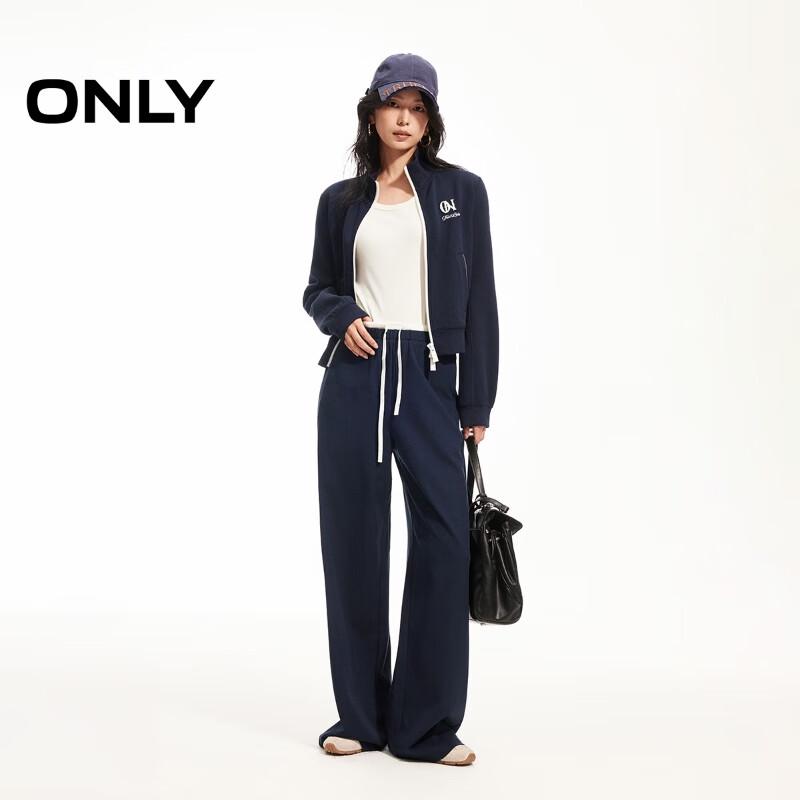 ONLY Women's Relaxed Fit Color-block Waist Straight-Leg Casual Pants