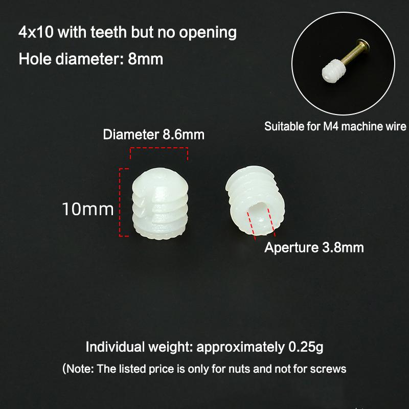 100 sztuk Białe Kołki Plastikowe Wytrzymały Zestaw Nakrętek Wkręty Kołki Wkładki Łazienka Kuchnia Plastikowe Wstępnie Wbudowane Gumowe Granulki